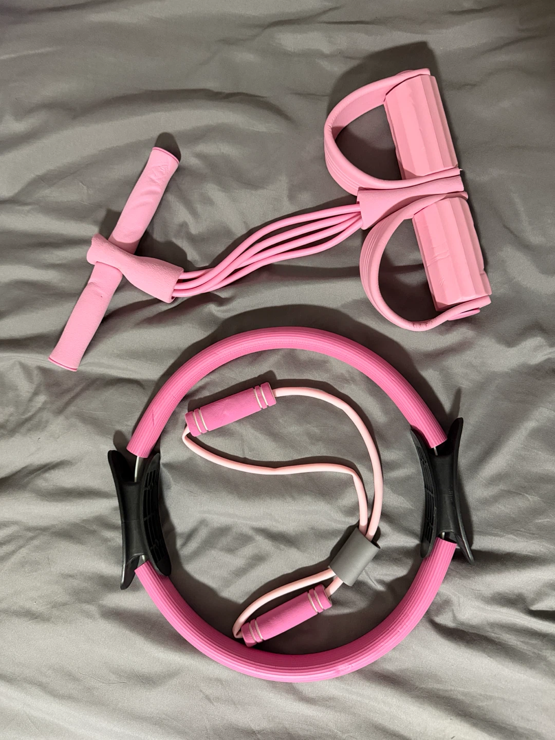 Pink Pilates Ring and Resistance Band Set