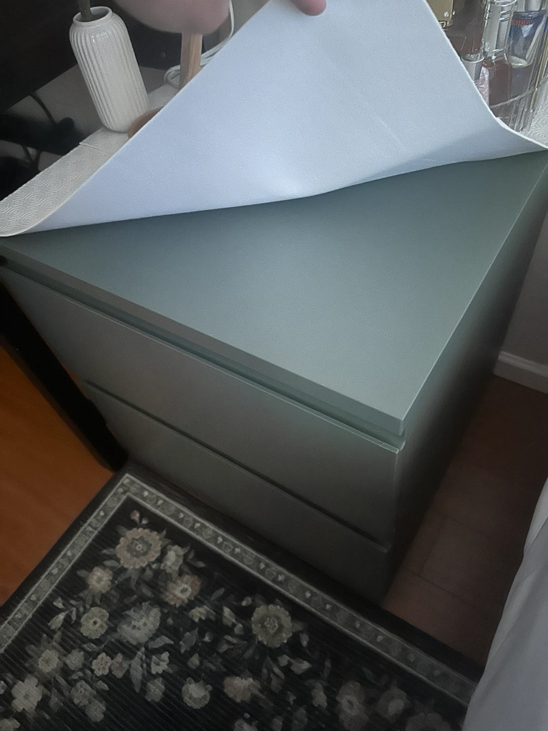 IKEA STORKLINTA 2-drawer nightstand - gray/green - photo 2