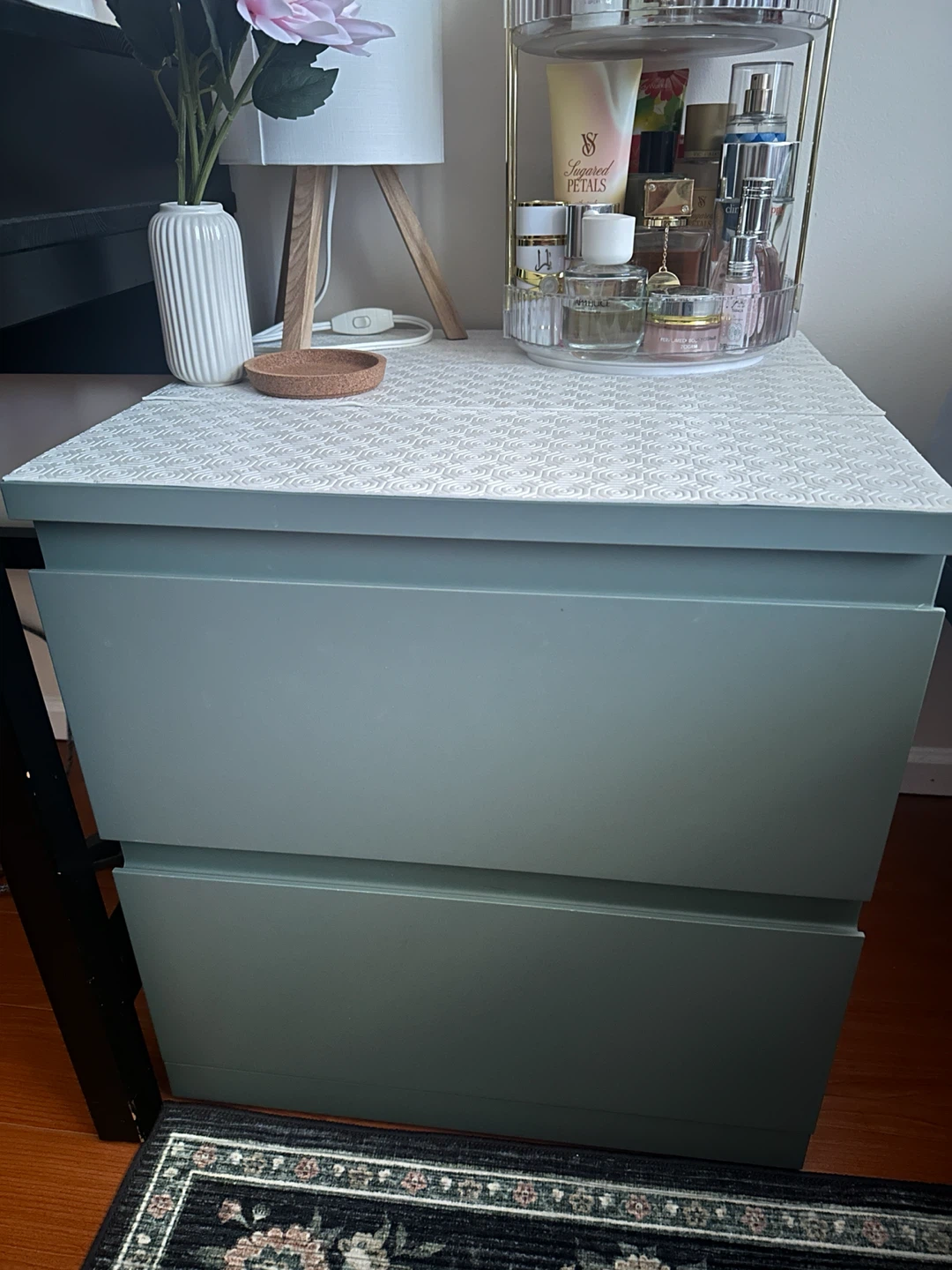 IKEA STORKLINTA 2-drawer nightstand - gray/green - photo 3