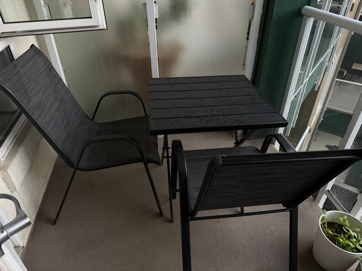 Dark Grey Patio Set - 1 Table, 2 Chairs