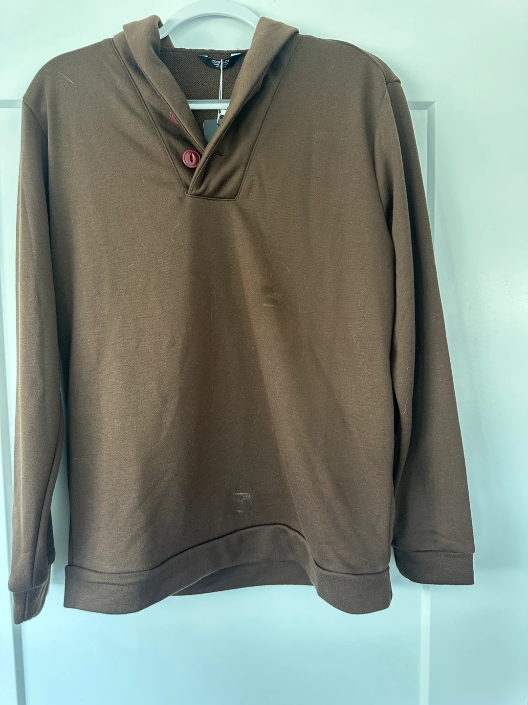 COOFANDY Brown Button Neck Sweatshirt - Size S