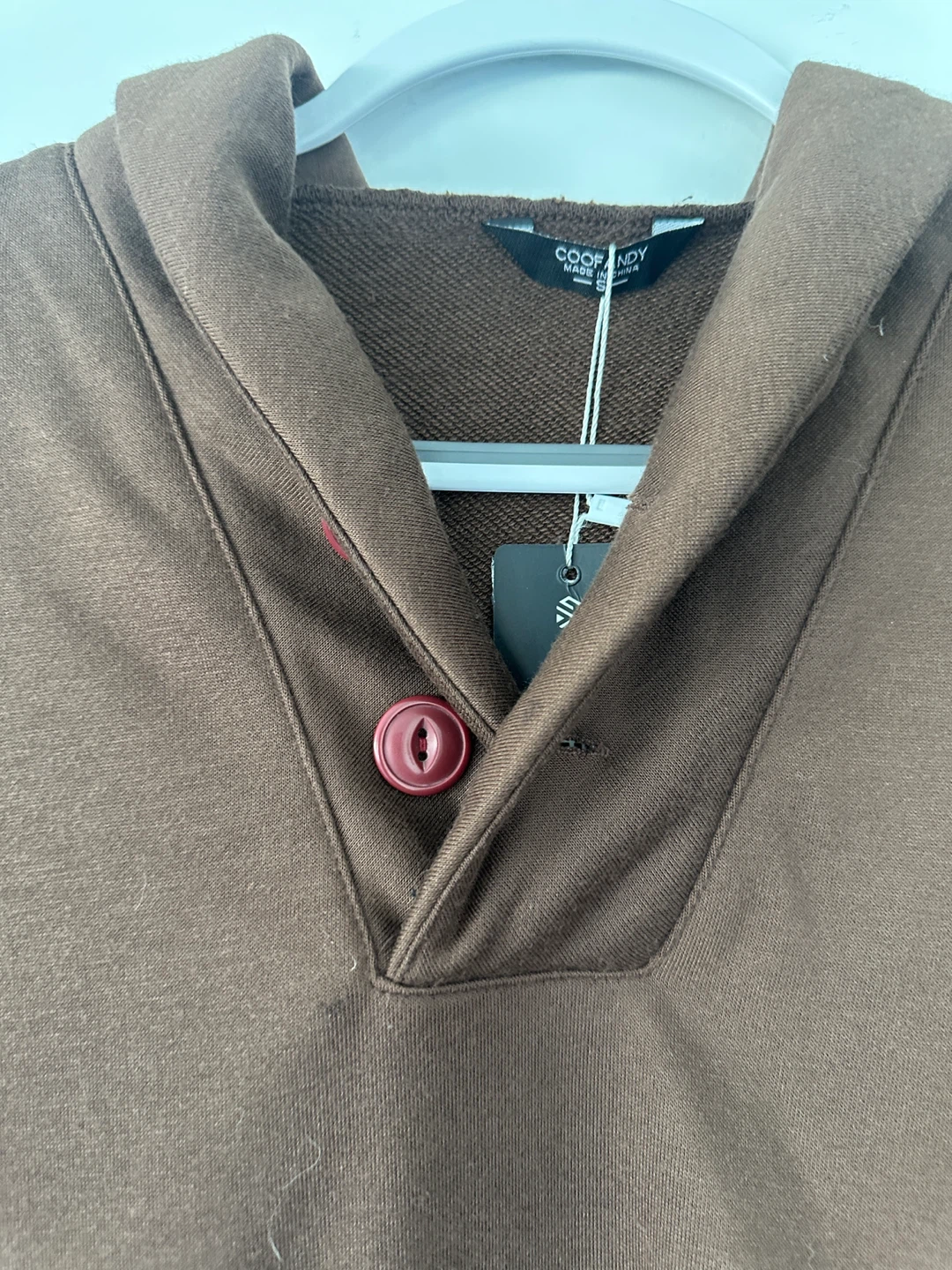 COOFANDY Brown Button Neck Sweatshirt - Size S - photo 2