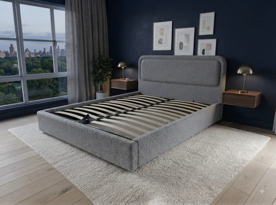 Brand New Grey Upholstered Bed Frame - photo 2