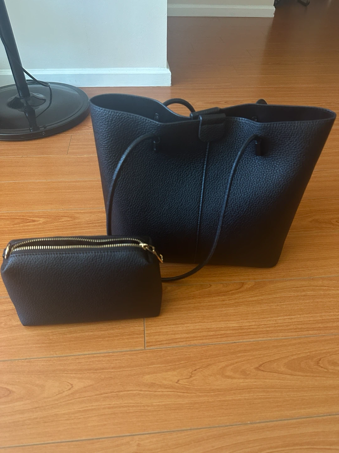 Black Tote Bag with Pouch