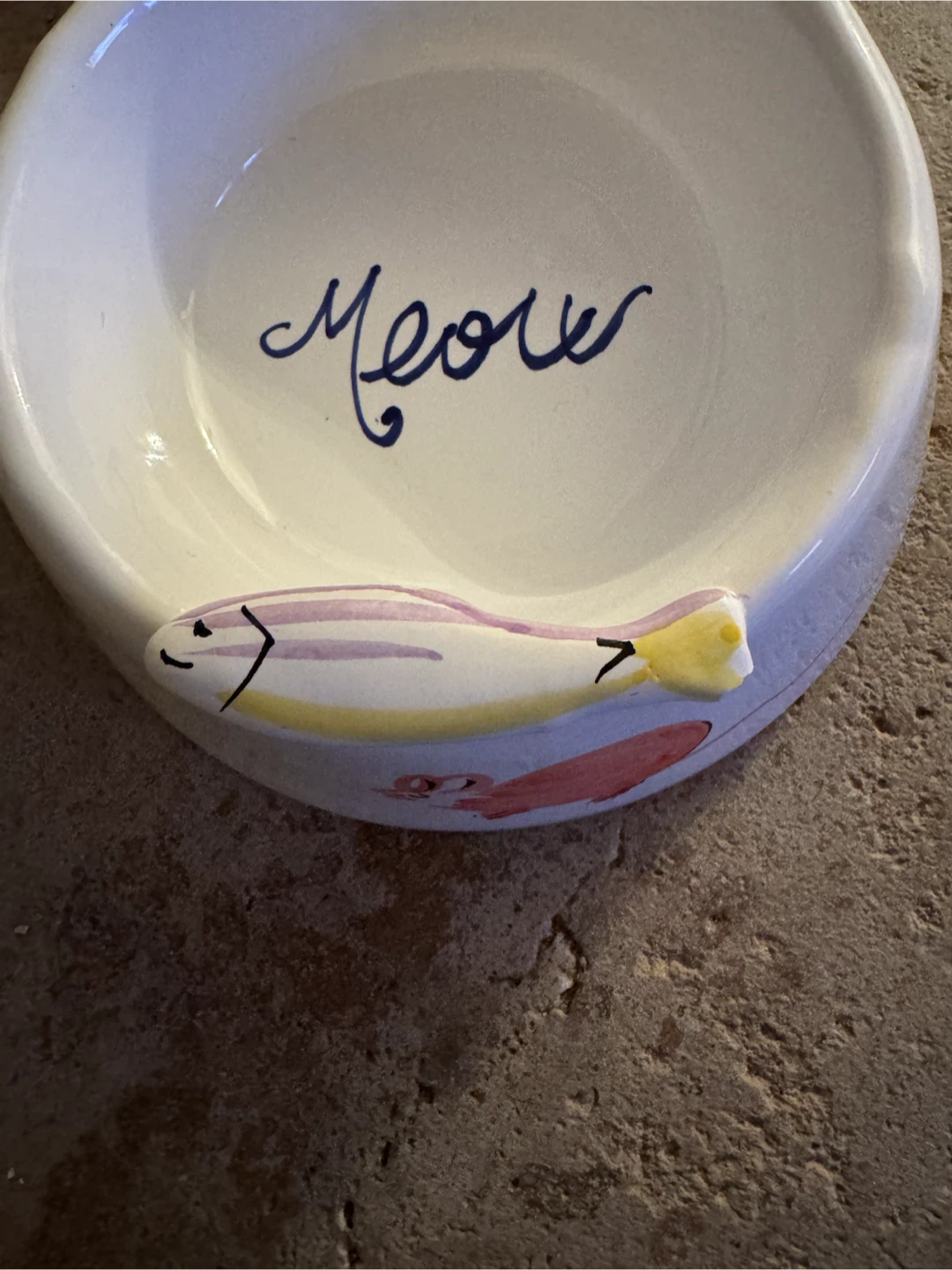 Two but Ceramic "Meow" Cat Bowl with Mouse and Fish Design - photo 5
