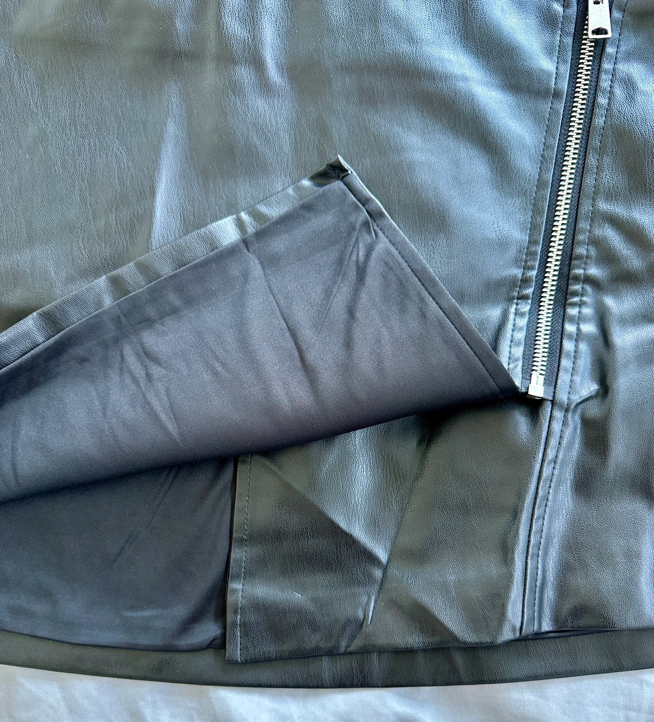 Zara Black Faux Leather Wrap Mini Skirt Size L - photo 4