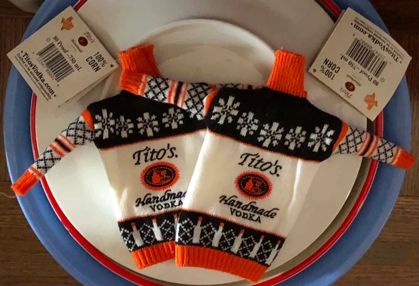 Tito's Handmade Vodka Sweater Bottle Cozies (Set of 2)