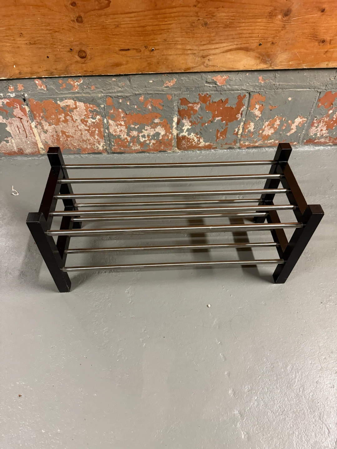 Black and Silver Shoe Rack