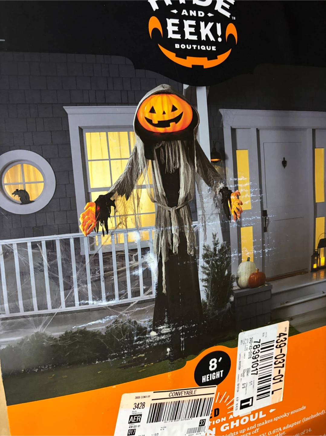Haunted Hill Farm 8' Jack O'Lantern Ghoul Halloween Animatronic