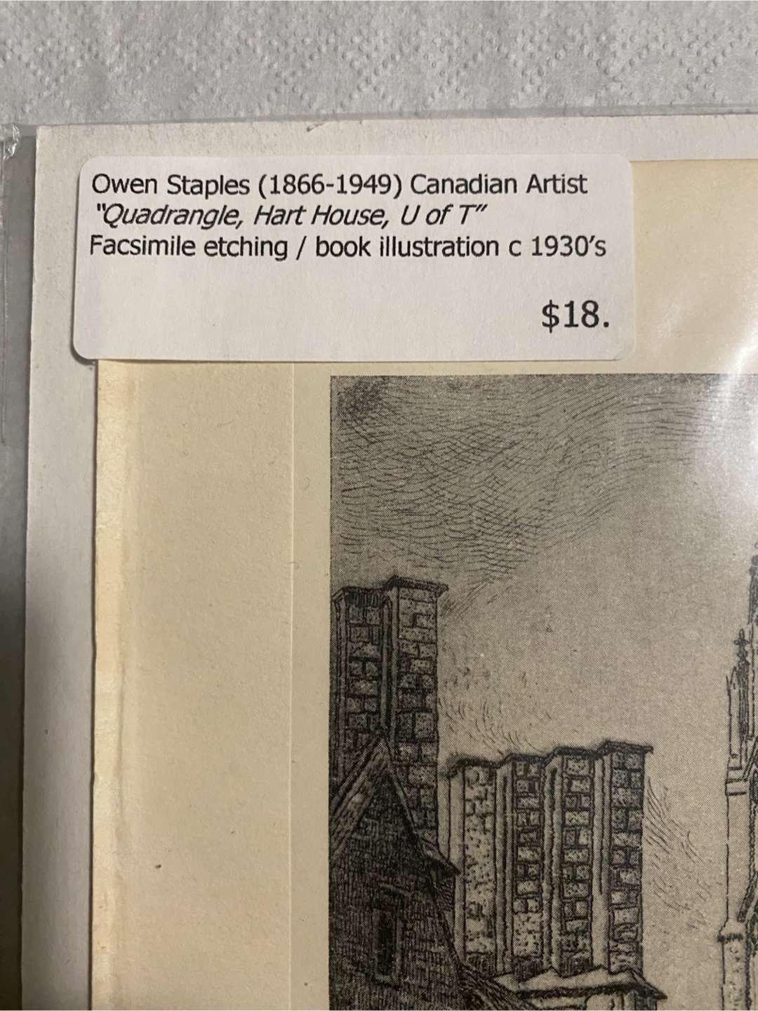 Original Etching of Hart House at U of Toronto - photo 2