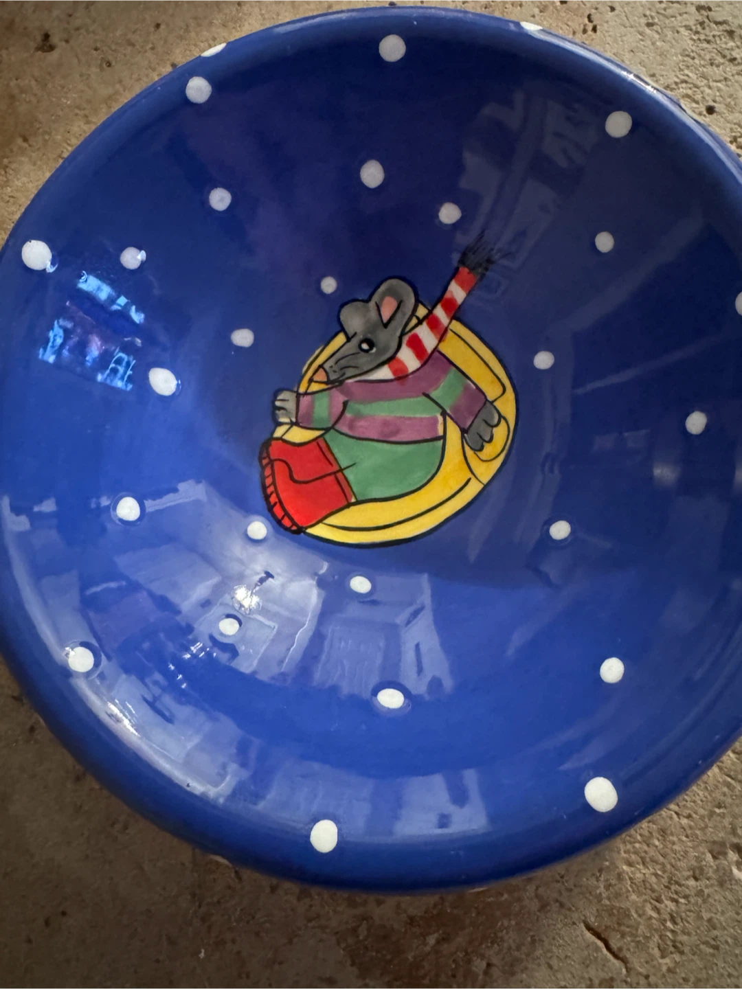 Hand-Painted Ceramic Cat Bowl with Christmas theme by Catzilia. - photo 2