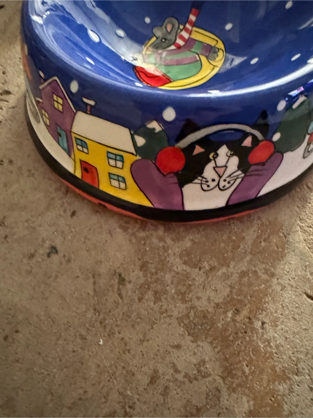 Hand-Painted Ceramic Cat Bowl with Christmas theme by Catzilia. - photo 3