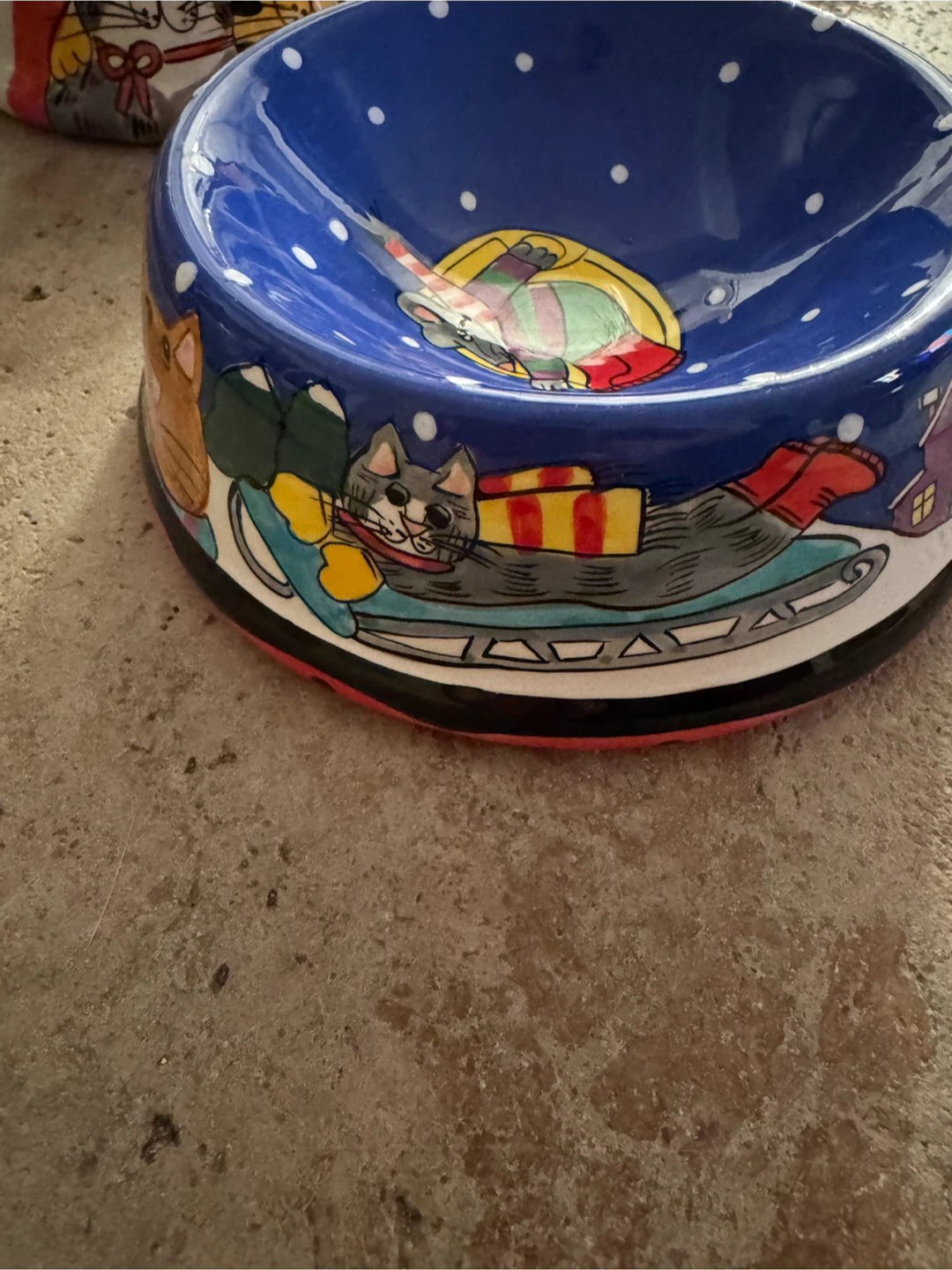 Hand-Painted Ceramic Cat Bowl with Christmas theme by Catzilia. - photo 4