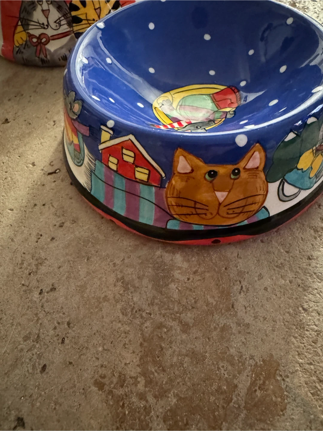 Hand-Painted Ceramic Cat Bowl with Christmas theme by Catzilia. - photo 5