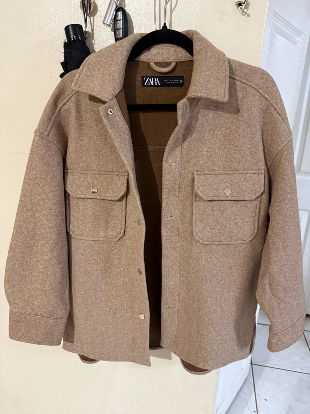 Zara Tan Wool Blend Shacket