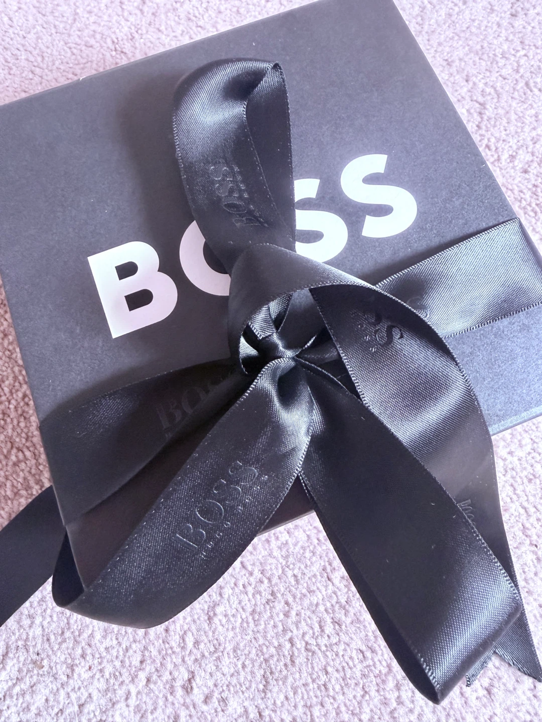 BOSS Black Leather Belt with Silver Buckle - photo 2