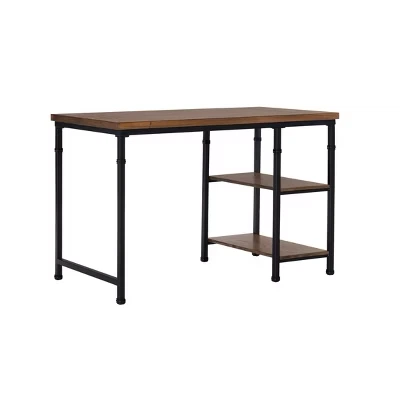 Industrial Style Desk with Shelves