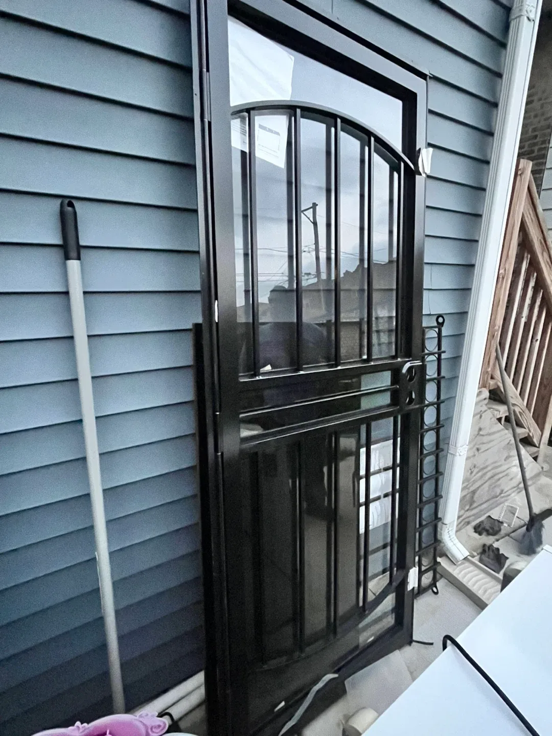 Black Steel Security Door with Decorative Arch