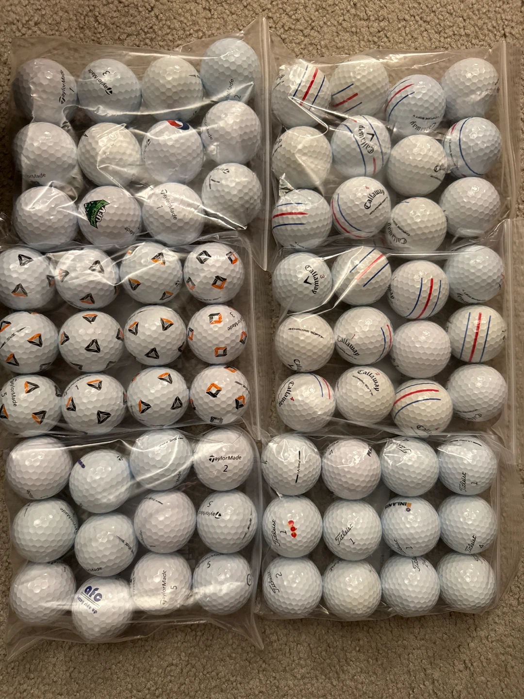 10 Dozen Mixed Golf Balls - Callaway, TaylorMade, Titleist