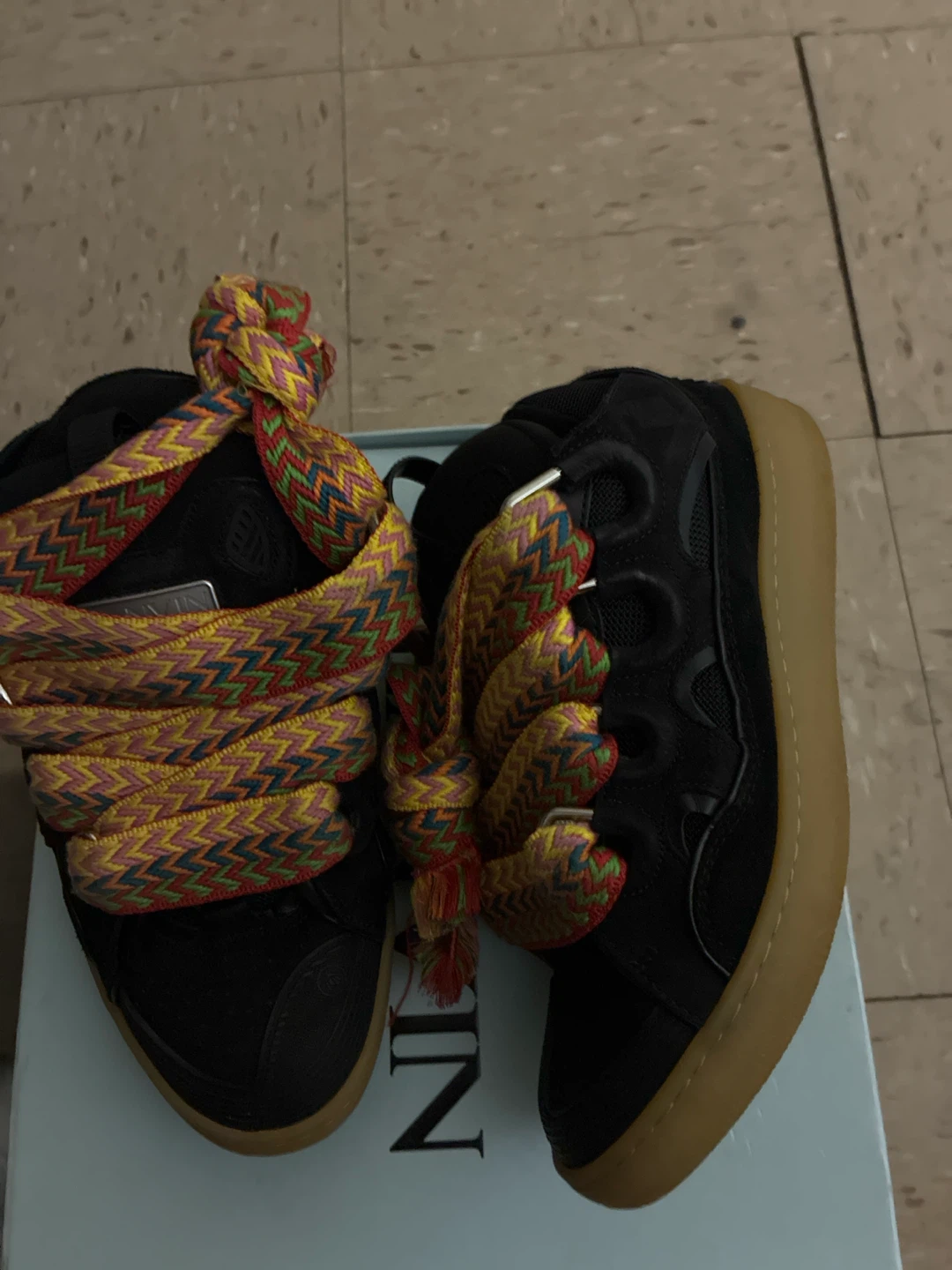 Lanvin Black Running Shoes with Colorful Laces - photo 2