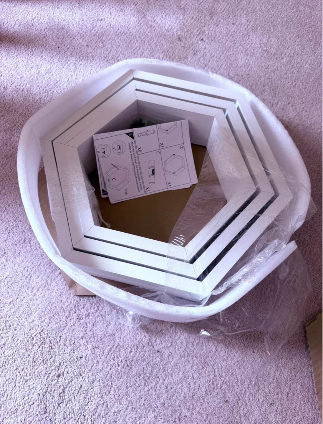 Set of 3 White Hexagon Shelves NEW in box - photo 2