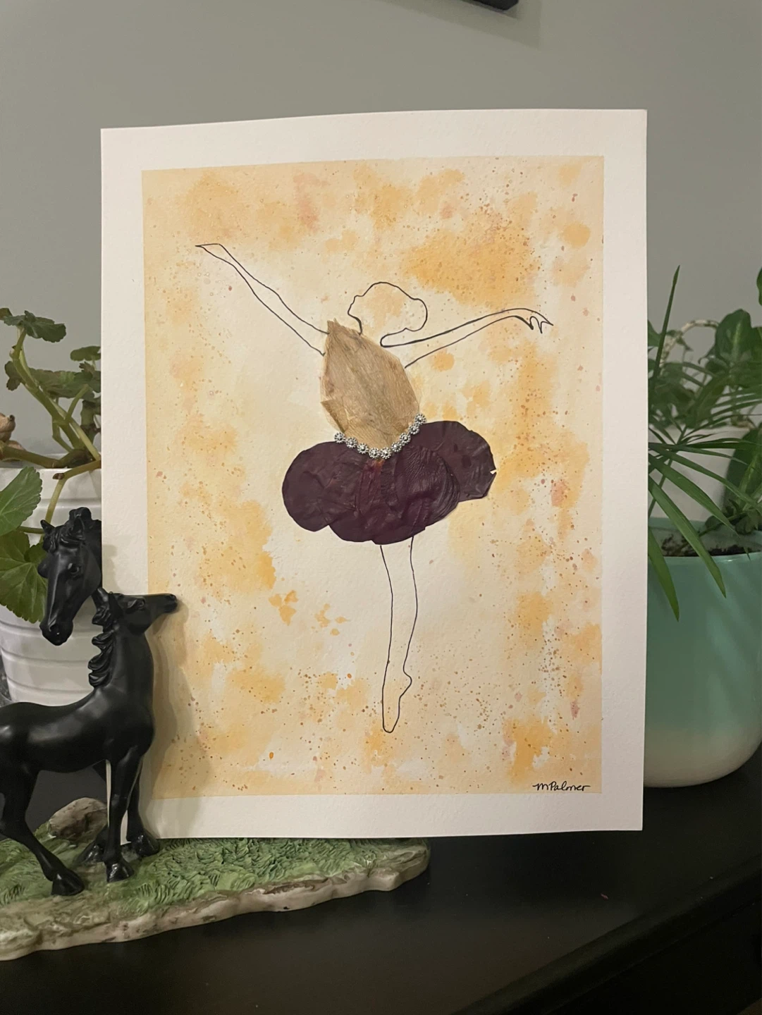 Watercolor Ballerinas with dried flowers painting - photo 2