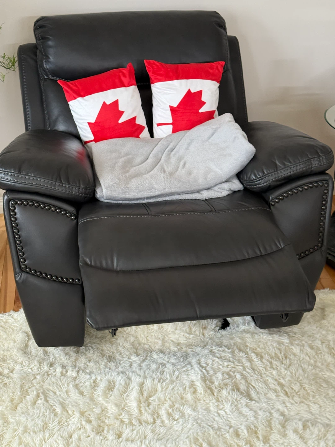 Dark Grey Leather Recliner Chair