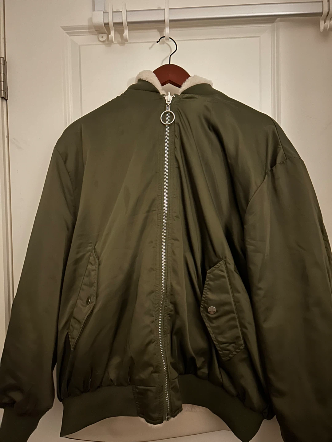 Faux Fur Lined Bomber Jacket - photo 2
