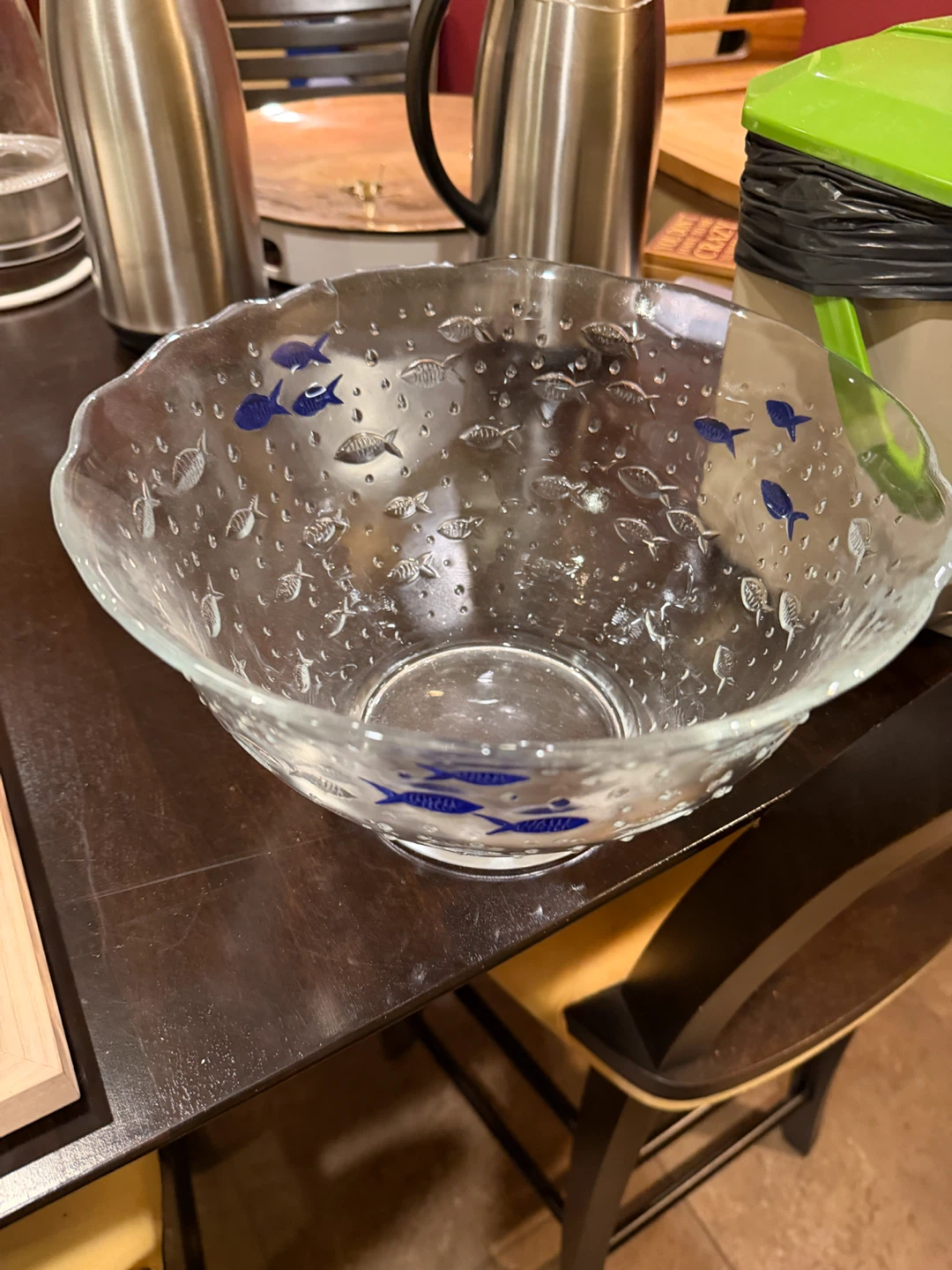 Glass Serving Bowl with Fish Design - photo 2