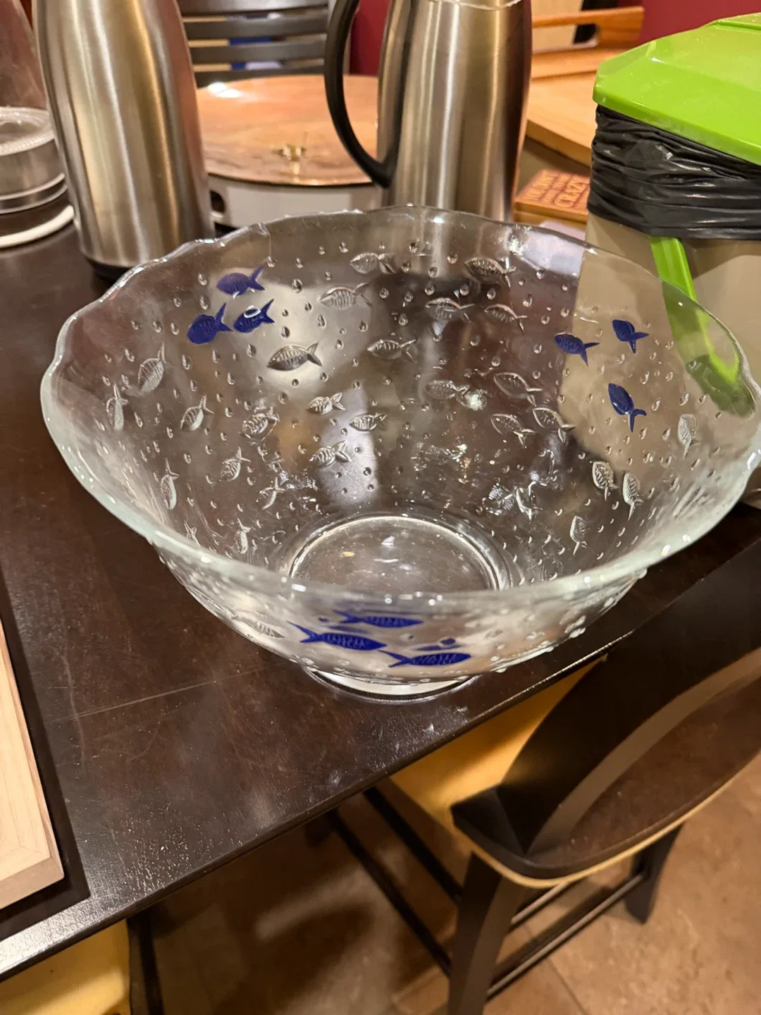 Glass Serving Bowl with Fish Design - photo 2