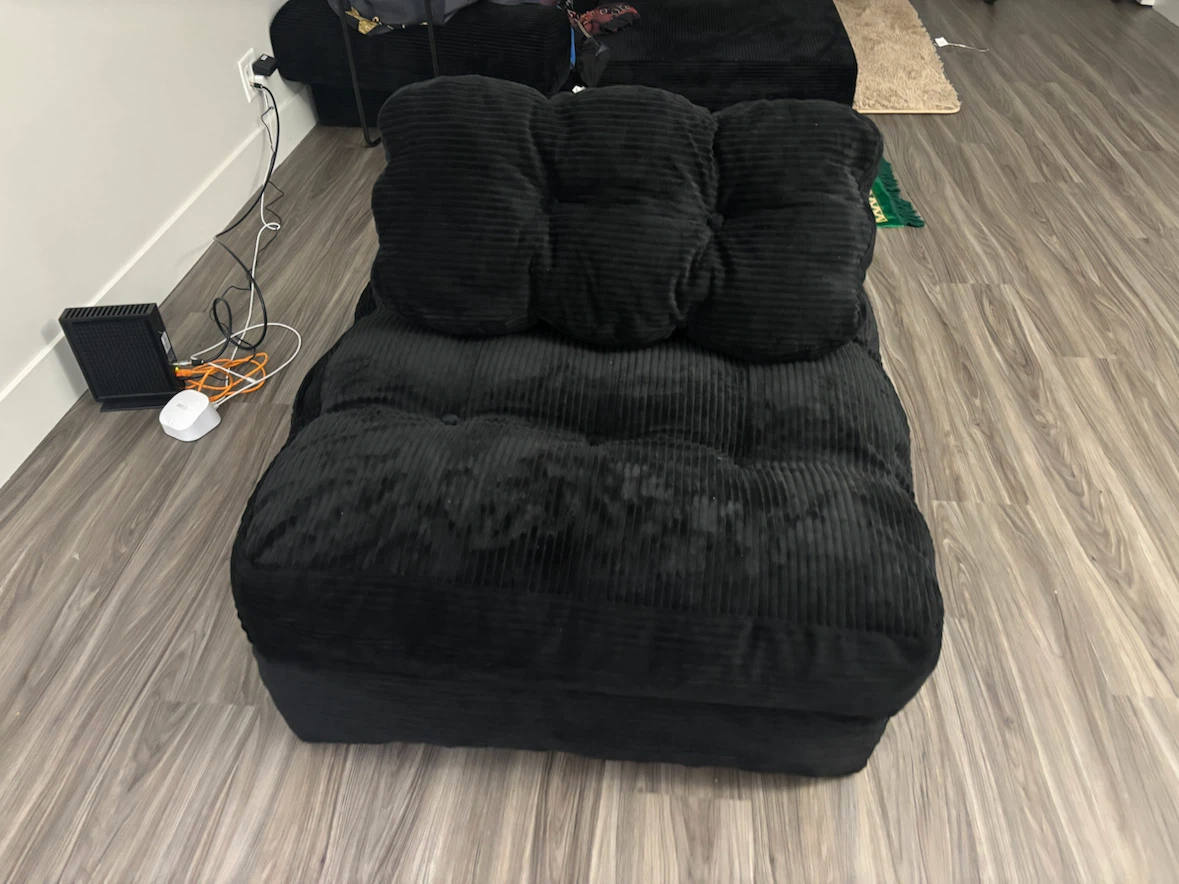 Black Corduroy Floor Chair/Lounger