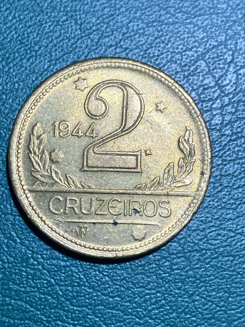 1944 Brazil 2 Cruzeiros Coin - photo 2