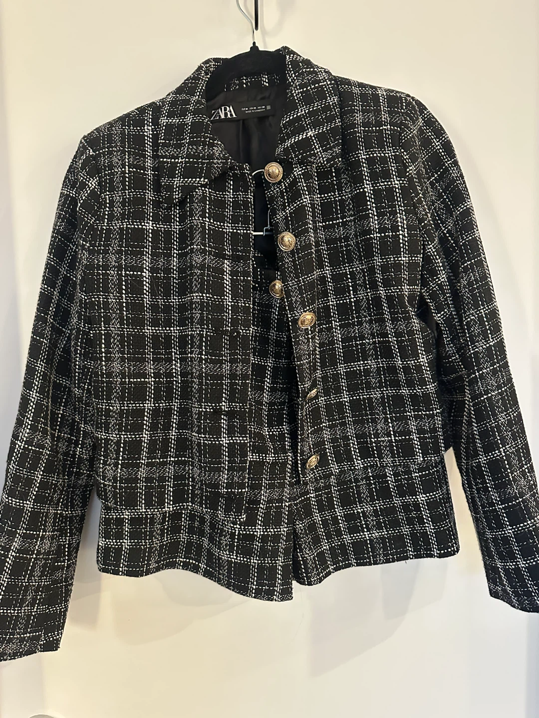 ZARA Black & White Plaid Jacket and Shorts Set