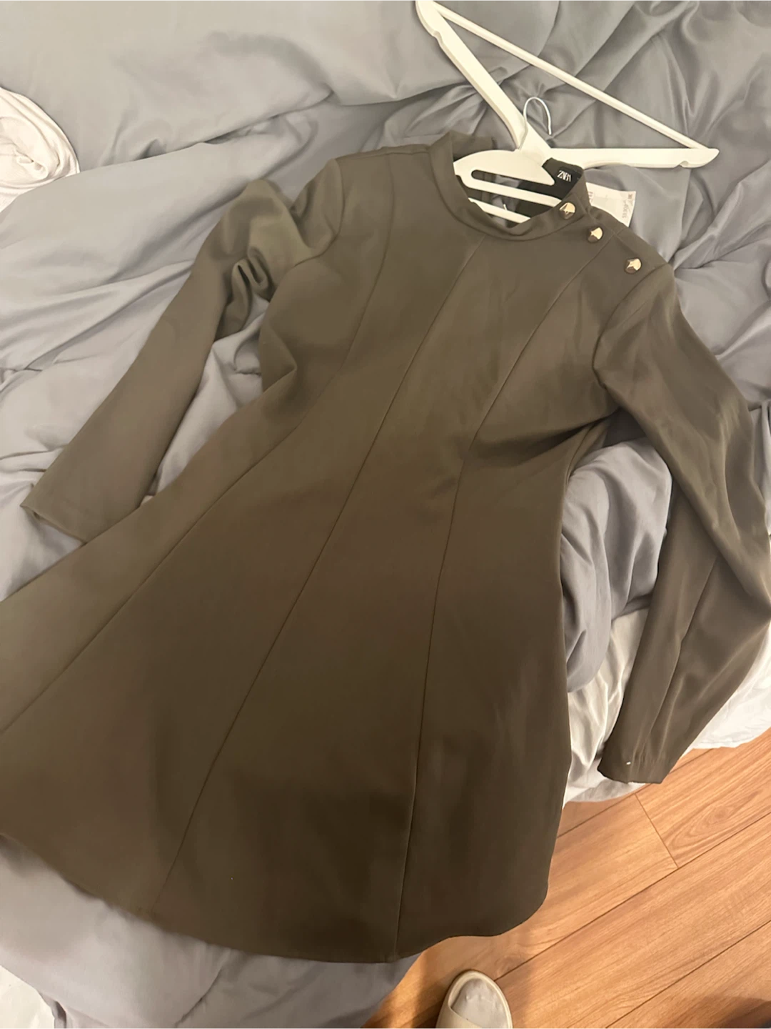 Zara Long Sleeve Dress - Olive Green