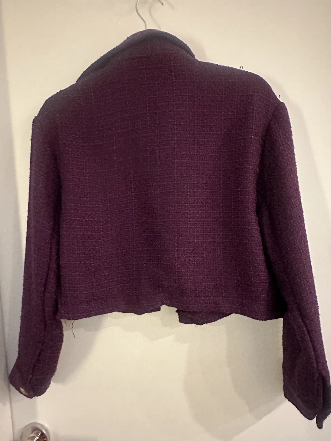 ZARA Cropped Tweed Jacket - Purple - photo 2