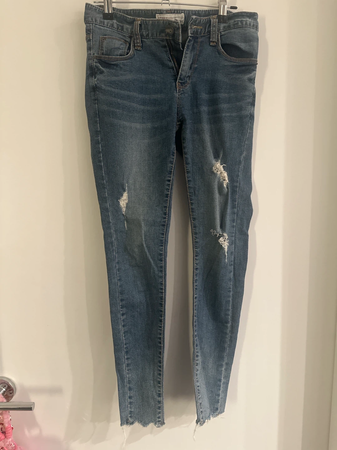 Distressed Blue Denim Jeans