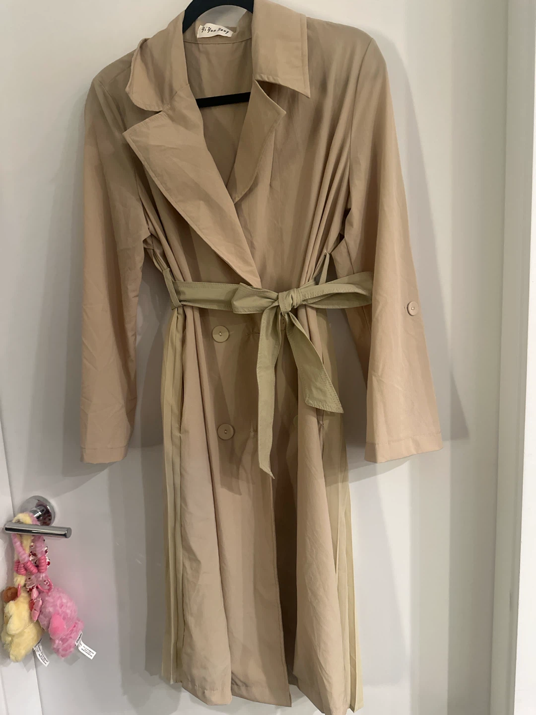 Tan Pleated Trench Coat