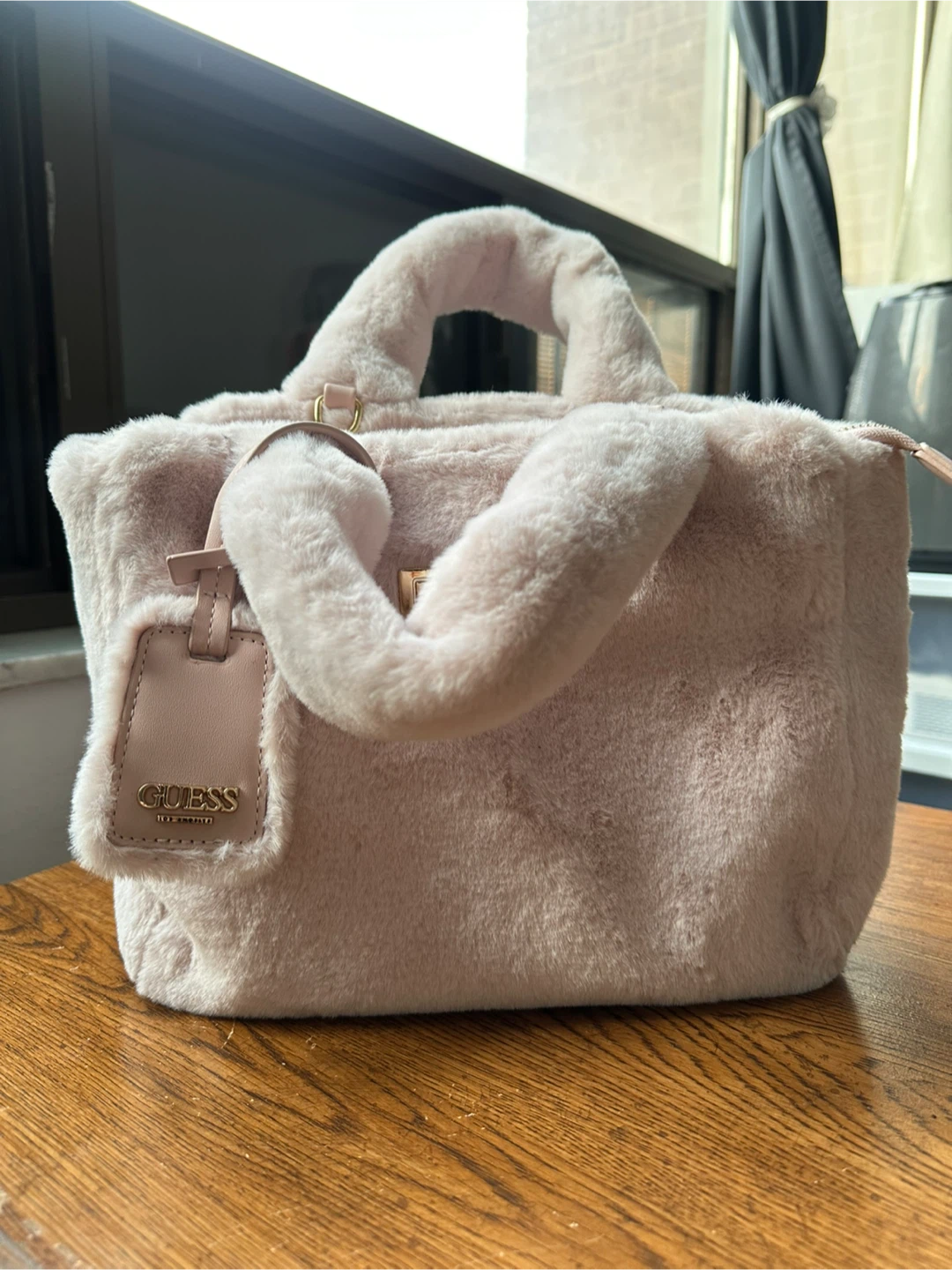 Guess Faux Fur Tote Bag - Pink