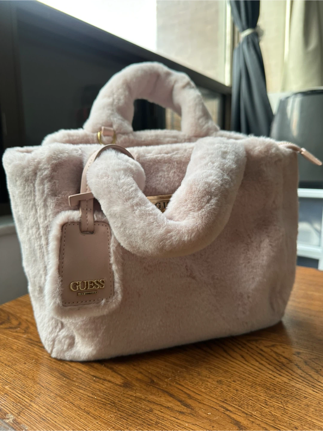 Guess Faux Fur Tote Bag - Pink - photo 2