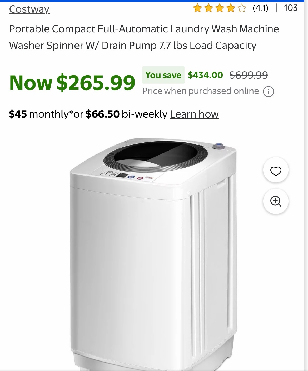 Costway Portable Compact Laundry Wash Machine - photo 5