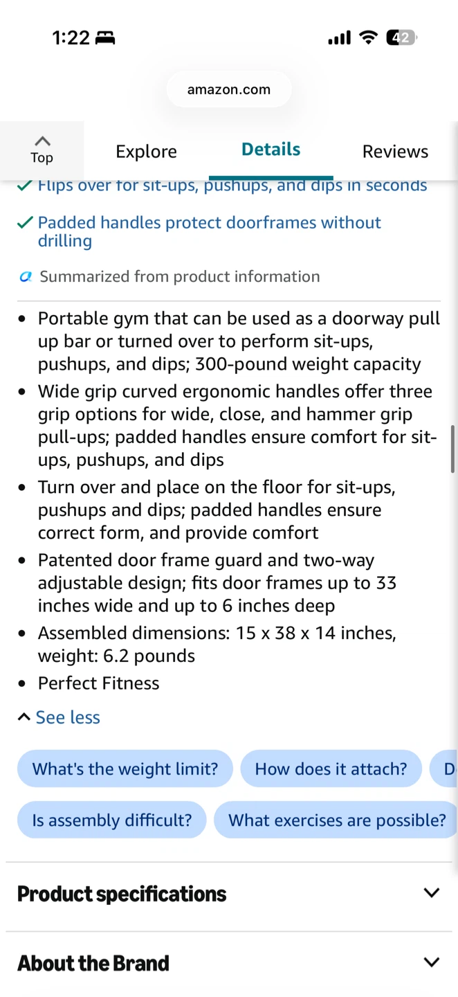 Perfect Fitness Multi-Gym Pro Pull Up Bar - photo 4
