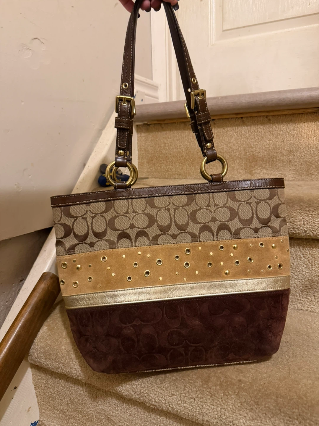Vintage Coach Pierced striped bag