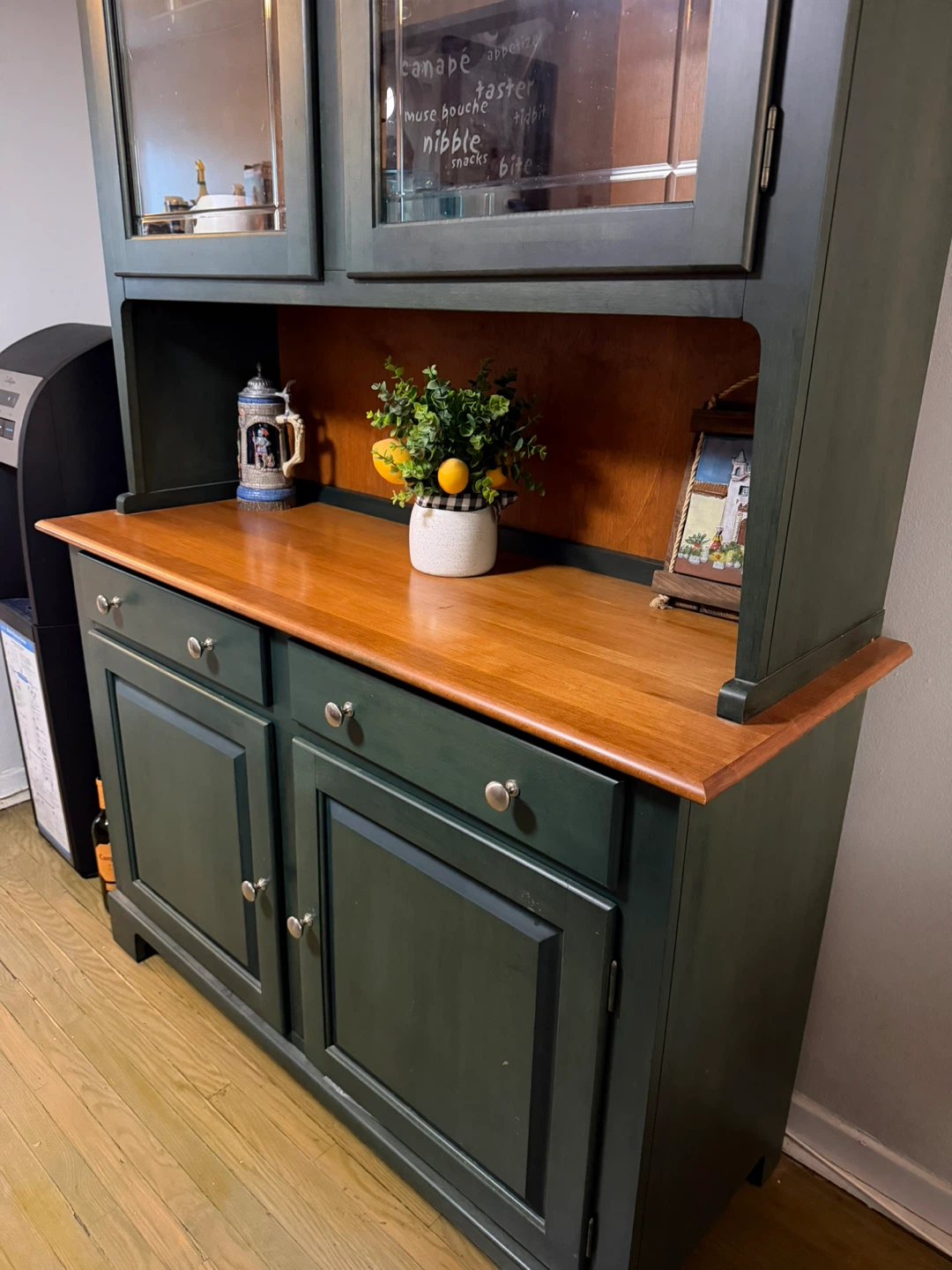 Dark Green Hutch with Glass Doors - photo 2