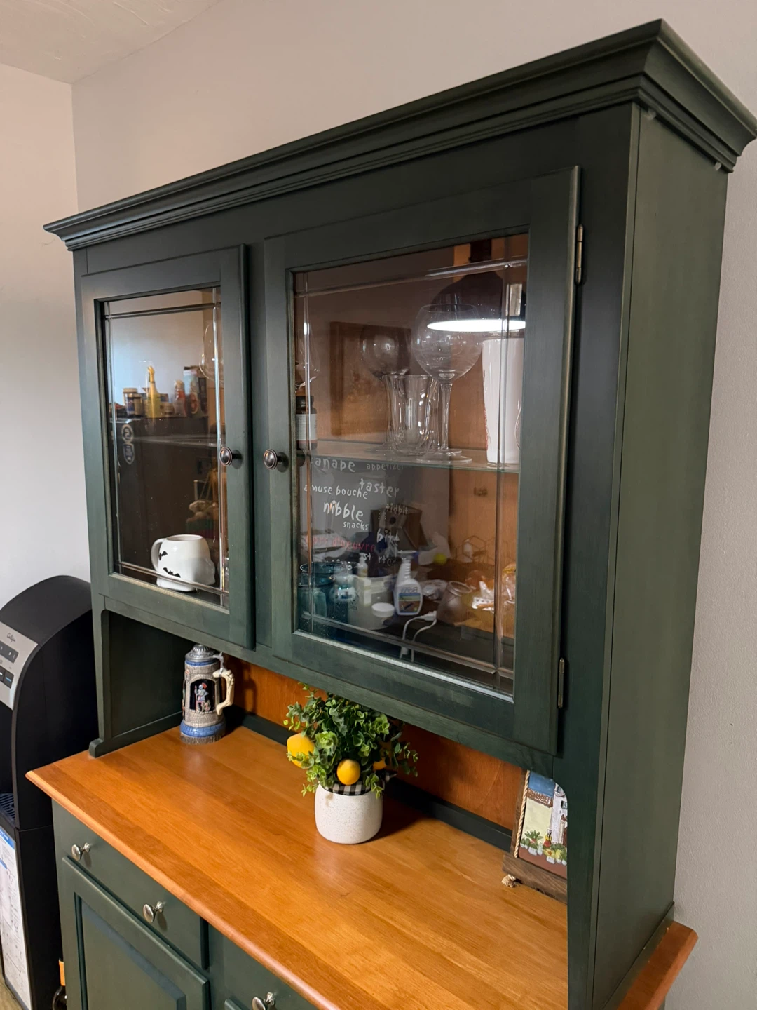 Dark Green Hutch with Glass Doors - photo 4