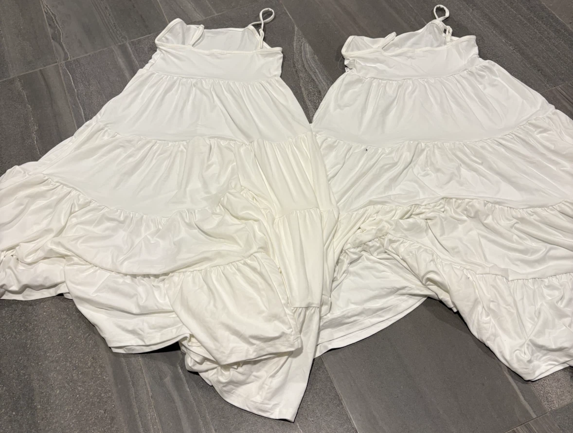 White Tiered Maxi Dresses 2