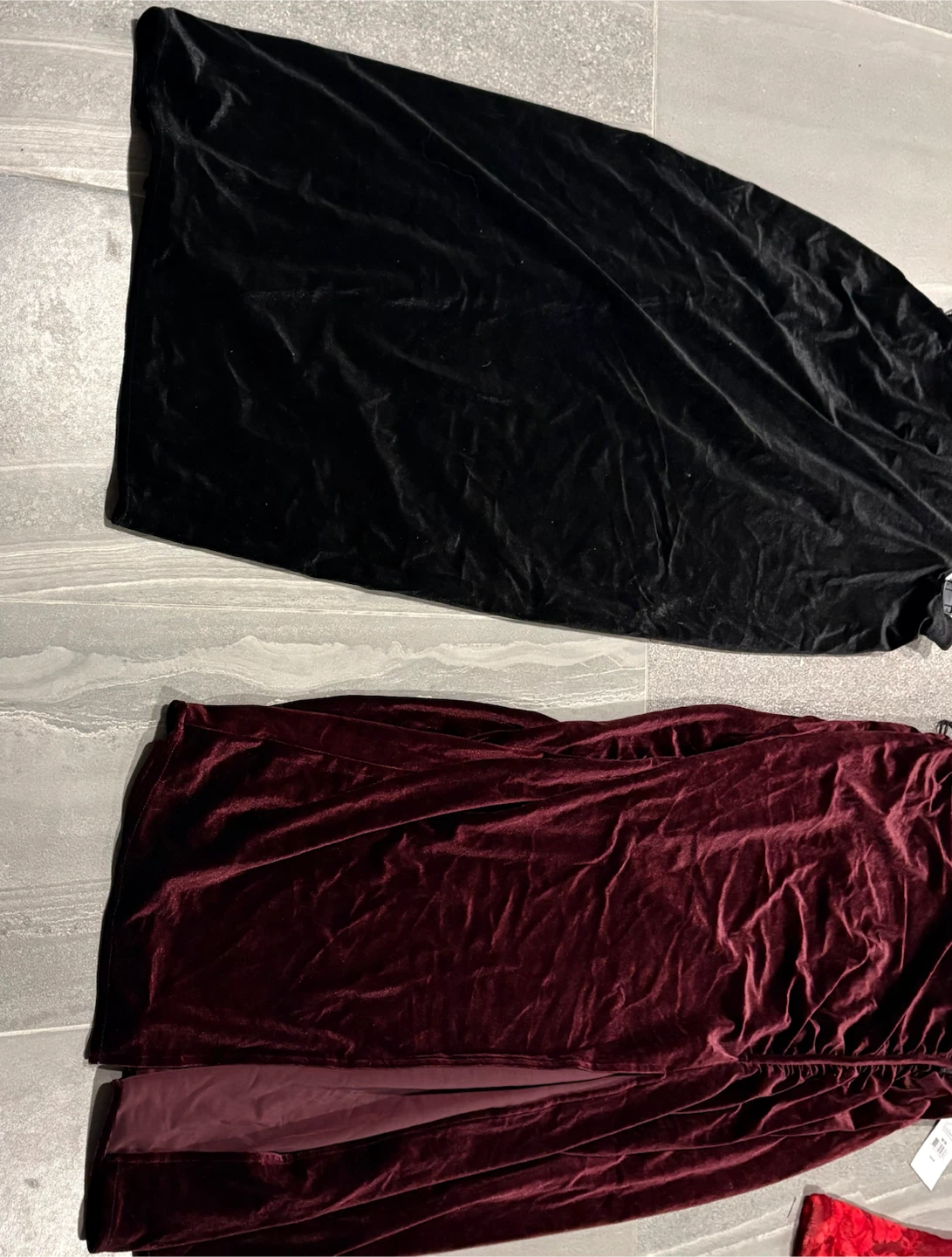 Velvet Maxi Skirt - Black n Red gorgeous