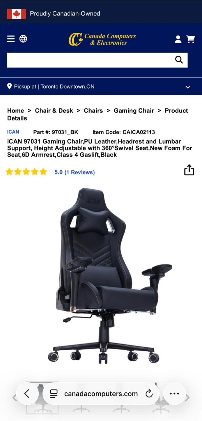 Gaming Chair iCan 97031 Used 10/10 for $200 Cash - photo 5