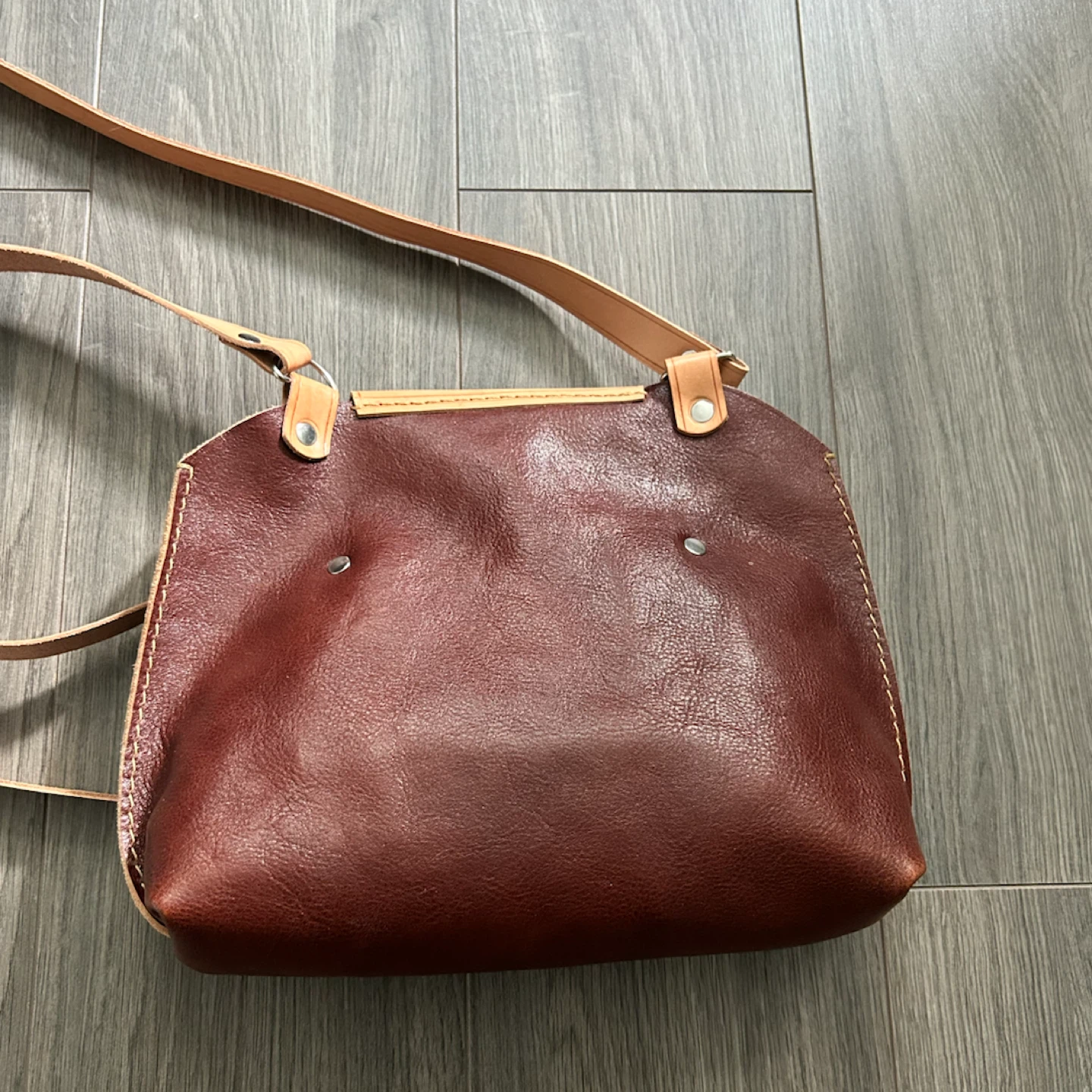 Handmade Leather Crossbody Bag with Rose Clasp - photo 2
