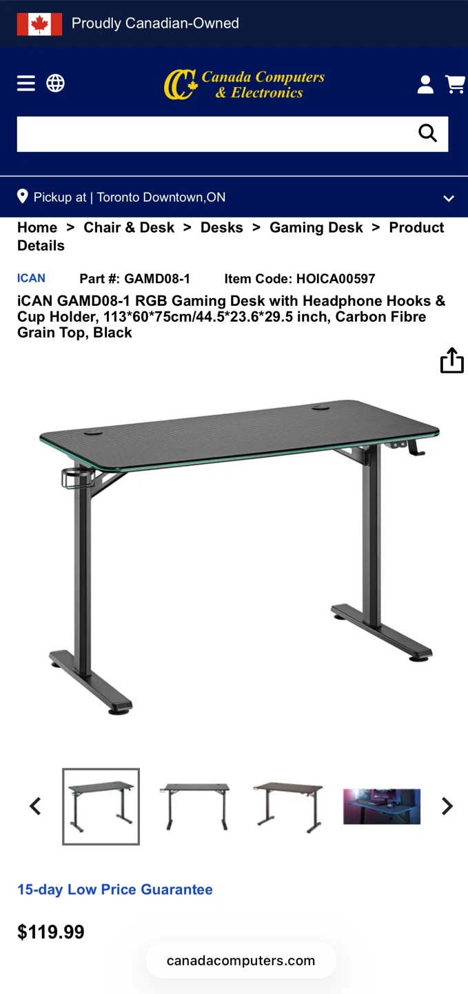 NEW Gaming Desk iCan GAMd08-1 RGB Sealed for $50 Cash - photo 2