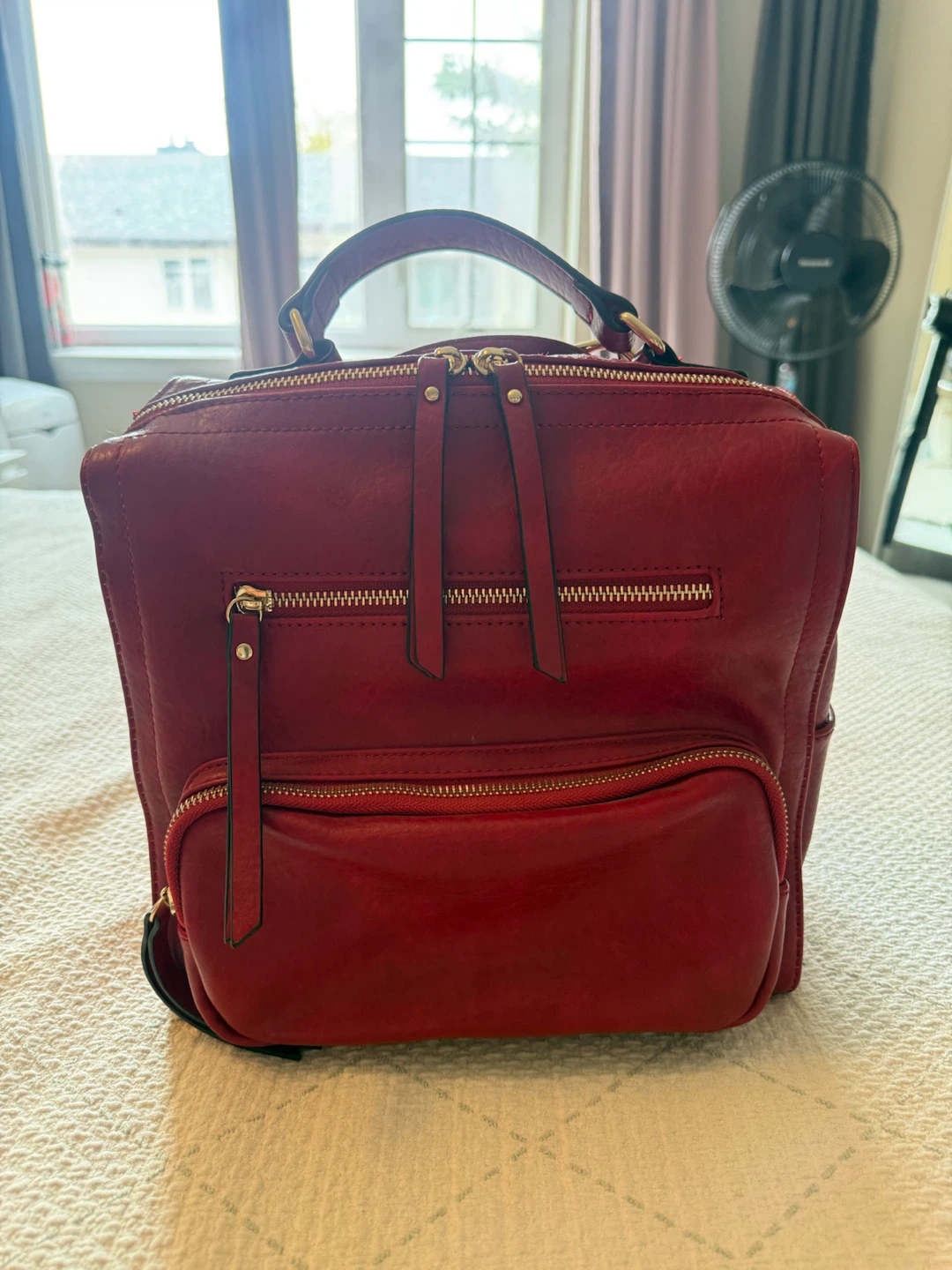 Red Faux Leather Backpack Purse - photo 4